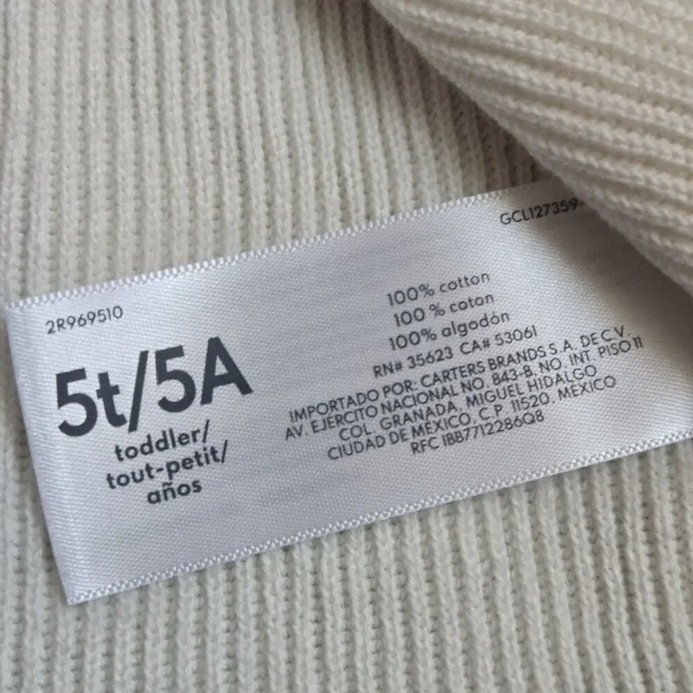 Carters 5T Toddler Girl Fair Isle Sweater Dress Ivory Cream Knit Skater Pleated